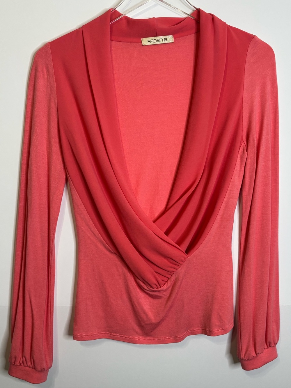 Arden B Deep V-Neck Long Sleeve Blouse